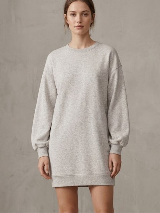 Babaton Dresses & Skirts - Babaton Aritzia Angelica Oatmeal Sweatshirt Dress Size S Cotton Sweater